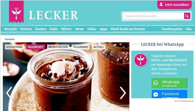 20 LECKER.DE Auf LECKER.de wird redaktioneller Content rund um die Welt des Kochens geboten.