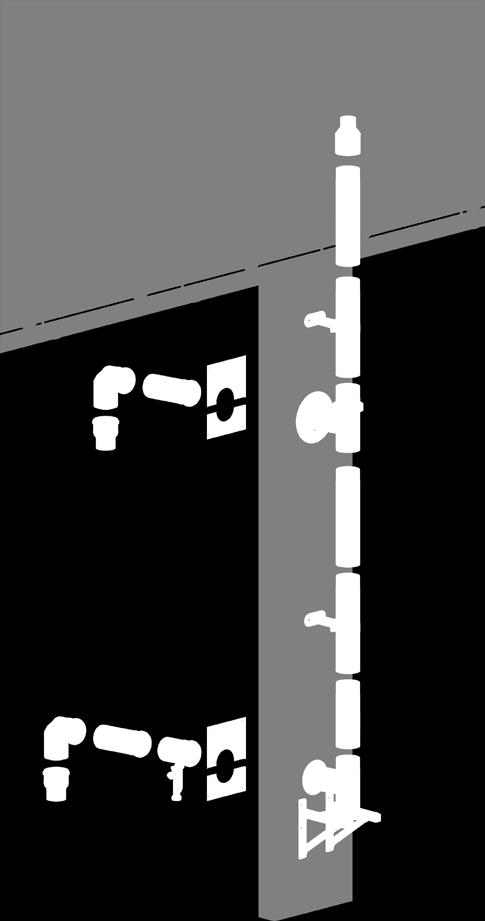 Kompensator Anschlussbauteile LAS-W ab Seite 15 Wandhalter 50 mm Verlängerungen nach Bedarf Bogen 87 mit Deckel Wandblende Rohrelement mit