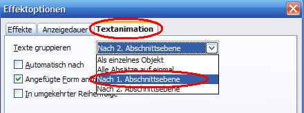 Informatik 8: Präsentationen erstellen mit Impress Seite 5 4. Textfelder absatzweise animieren Manchmal ist es sinnvoll, Texte absatzweise erscheinen zu lassen, z.b. wenn man gewisse Sachverhalte Schritt für Schritt erklären oder einen gewissen Spannungsbogen erzeugen will.