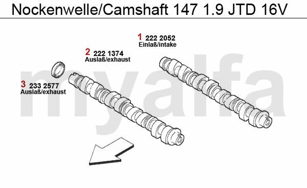 1 2222052 Nockenwelle Einlass 147,156 Nuovo GT 1.