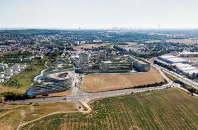 Bildmaterial Hier entsteht Europas größtes Innovationszentrum. Vogelperspektive-Blick nach Frankfurt.