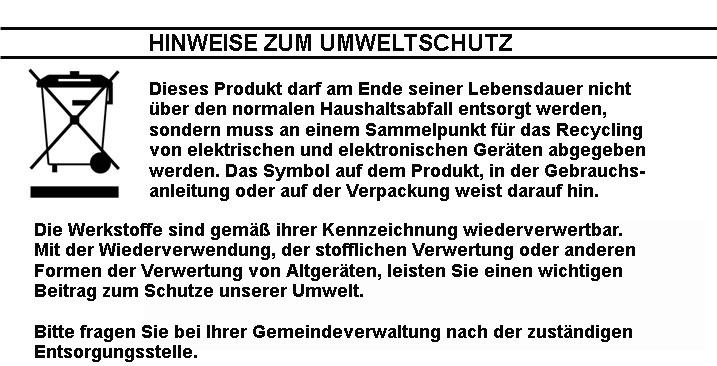 Bei Gewitter, Netzstecker sofort aus der Steckdose entfernen. Kinder sollten das Gerät nur unter Aufsicht Erwachsener betreiben. Das Gerät ausnahmslos nur mit einem trockenen Abstaubtuch reinigen.