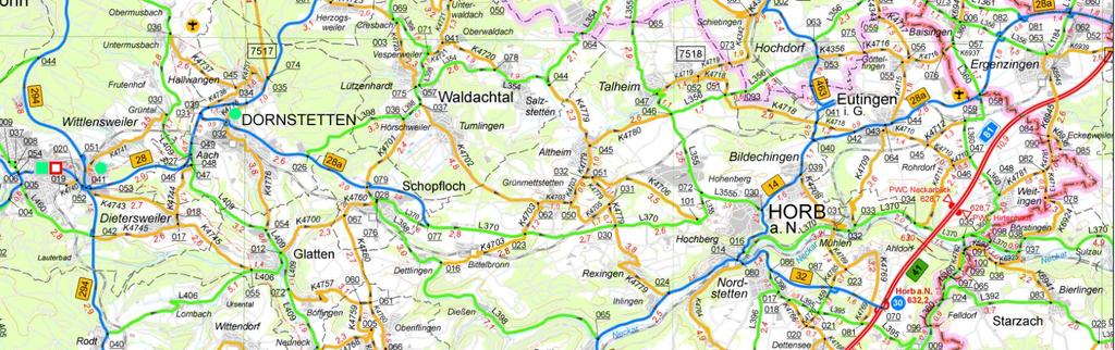 Übersicht der Planung N Verbindungsfunktion: Freudenstadt (MZ) Horb (MZ) = überregional