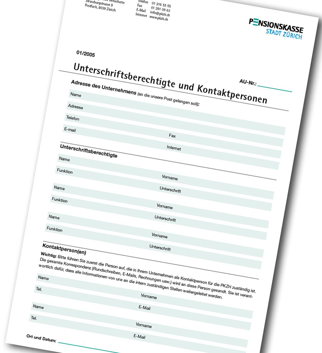 Formular Unterschriftsberechtigte und Kontaktpersonen