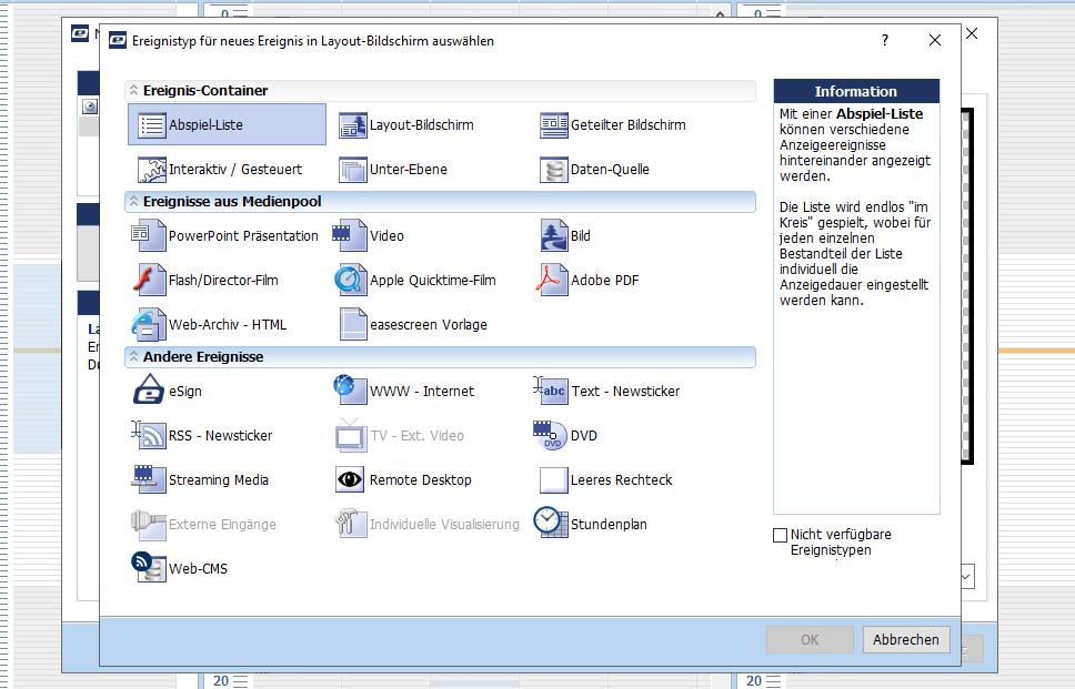 SCHRITT 5 L L Sie können den Schritt zum Erstellen einer Liste auch überspringen und ein anderes -nicht Container- Ereignis wählen.