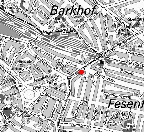 Messhöhe: 3,m (Gase), 3,9m (PM) Abstand vom Fahrbahnrand: 2 m 27 Abbildung: Lageplan der Station Bremen - Dobbenweg Stationstyp: Stadt,
