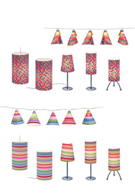 Mosaik & Spin Lichtkegel Mosaik mit 20 Schirmen, montiert, im Klarsichtwürfel Leuchten Mosaik Tischleuchten Cone, Classic, Cylindre und Rondo, Deckenleuchte Cielo 92.540.809 60.014.809 Cielo 60.013.