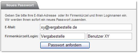 Benutzerhandbuch für Vergabestellen Rund um die Anmeldung 2 Klicken Sie im Anmeldefenster Einkäuferlogin auf den Link Passwort vergessen.