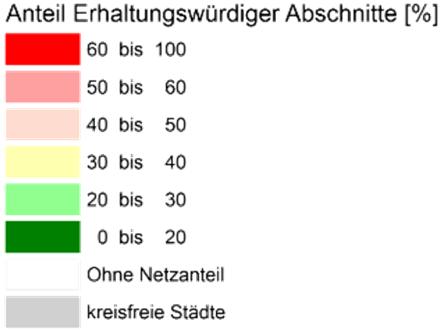Zustandsbericht - Straße Ergebnisse ZEB Landesstraßen 2015 Auflösung: Kreise (Kreisfreie Städte)