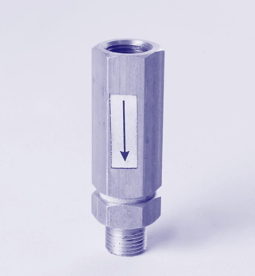 ei nicht belegtem Sauger oder Saugplatte wird eine eingebaute Kugel durch den Volumenstrom gegen den Ventilsitz gedrückt und schließt somit das Ventil.