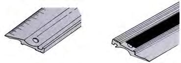 Arbeitsmassstäbe (Fasenlineale) Straight Edges with Bevel Edge A B Arbeitsmassstab mit Fase, aus Stahl Für einfache Werkstattarbeiten Verchromte Ausführung A = ohne Teilung, B = mit mm-teilung