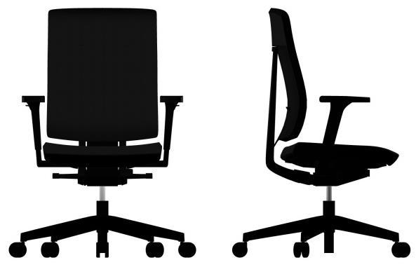 Chairs Ergo 3 10STL - Drehstuhl, Rückenlehne, Synchronmechanik mit automatischer Federkrafteinstellung, Sitztiefeneinstellung, Lordosenstütze in Höhe und Tiefe verstellbar Fußkreuz: Kunststoff