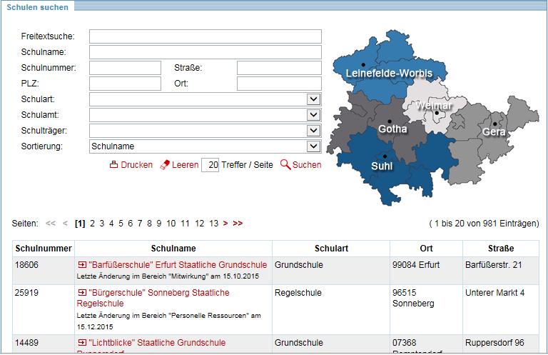 Beispiel: Daten aus dem Thüringer Schulportal www.