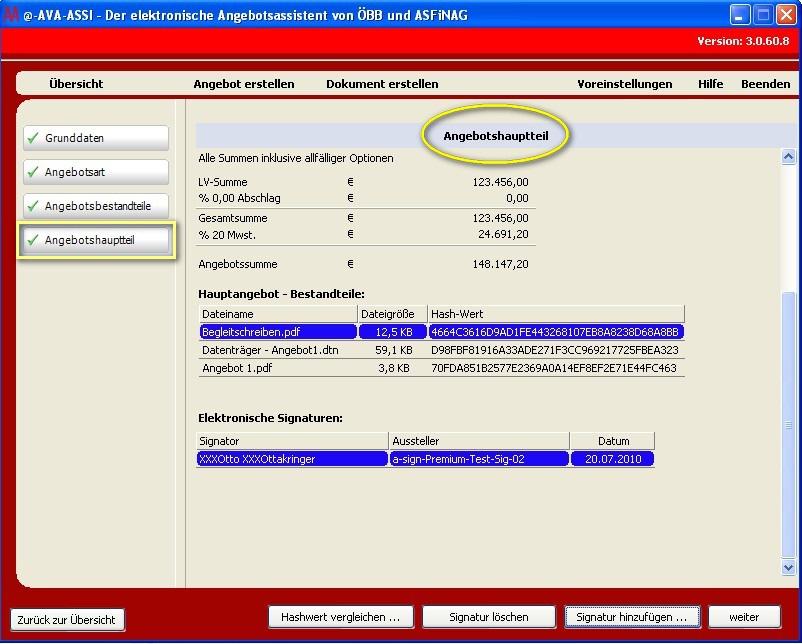 Screen 7 Angebotsassistent: Start - Import ava-datei Schritt 2 Mit einem Doppelklick auf die eingelesene Datei wird der