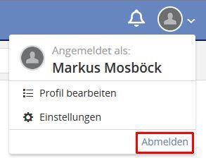 4.3 Logout/Abmelden Um Ihre Sitzung zu beenden, benutzen Sie bitte den Abmelden Button, welche auf jedem Reiter