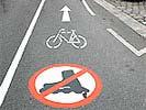 Fahrverbotssymbol für Inlineskater Kennzeichnung des Fahrverbots für Inline-Skater auf dieser Radfahranlage Sperrlinie Dient zur Trennung zweier Verkehrsflächen (zum Beispiel Fahrbahn und
