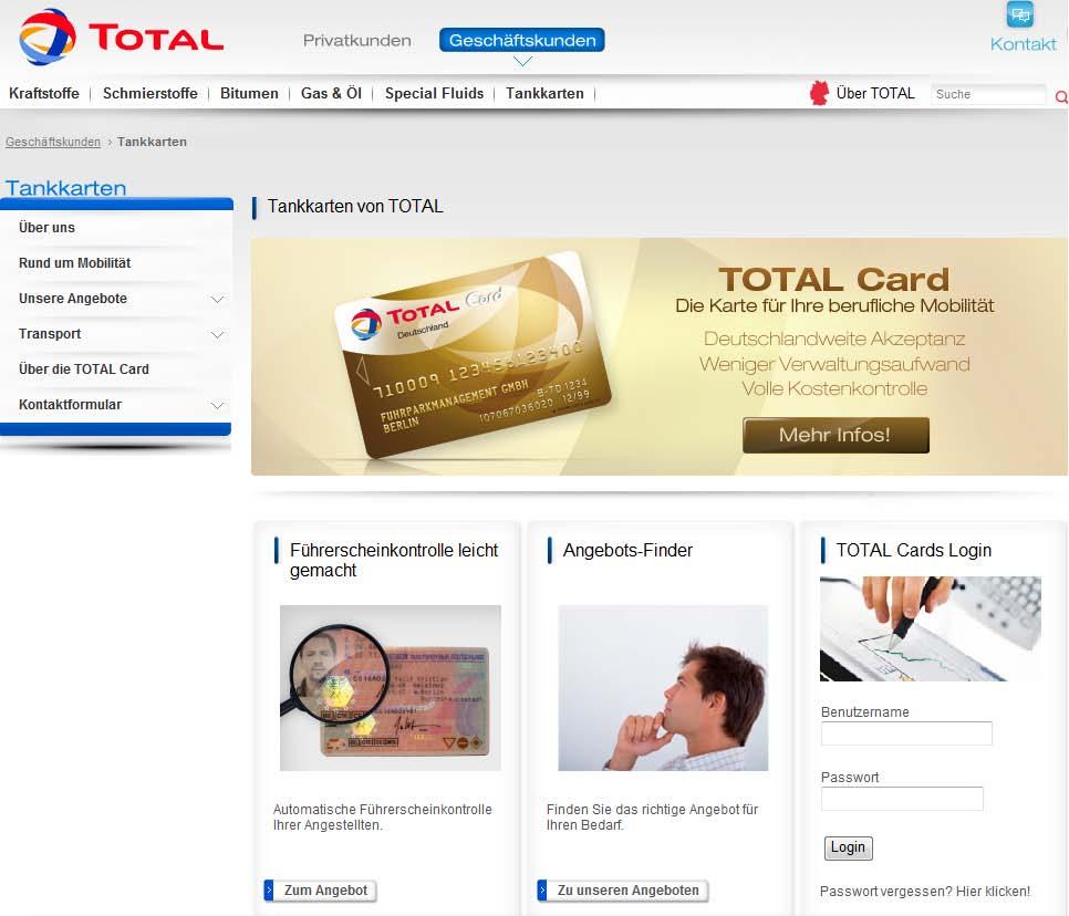 2. So gelangen Sie zur neuen TOTAL CARDS ONLINE Seite 1. Rufen Sie über Ihren Browser (z.b. Internet Explorer) die Seite www.totalcards.de auf. 2.