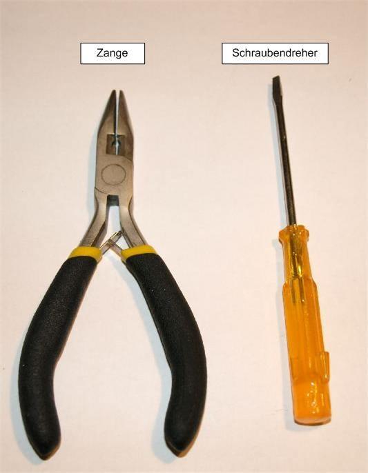 2 Das Werkzeug Für den Zusammenbau der Morsetaste sind nur wenige Werkzeuge nötig: Mit der Zange kannst Du