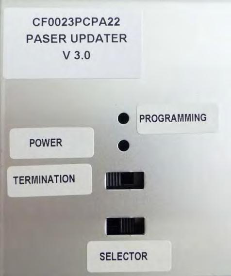 Be sure that all the shown switches and indicators are on the right position for the first usage. This LED must shine green after connecting through the PC and the PC is powered.