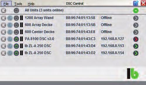 DSC Control Bediensoftware Beim Öffnen der DSC Control Bediensoftware öffnet sich zuerst das Übersichtsfenster.