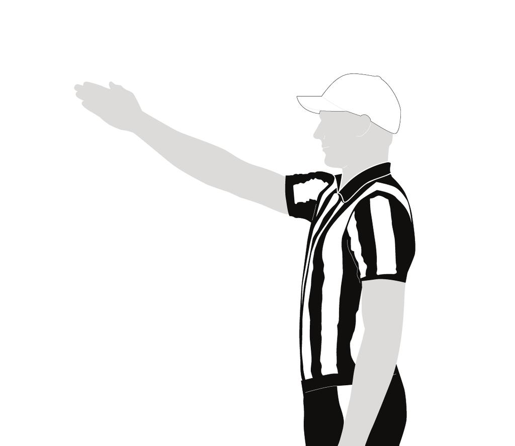 Ende der Periode Zeichen Ball über den Kopf halten. Bedeutung/Anwendung Dieses Zeichen macht der Referee, um zu signalisieren, dass eine Periode beendet ist.