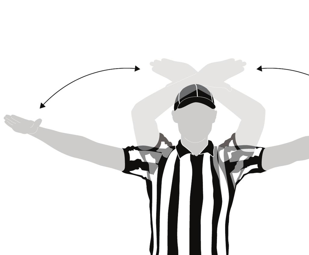 Touchdown Zeichen Beide Arme nach oben ausstrecken. Bedeutung/Anwendung Das Ergebnis des Spielzugs sind Punkte.