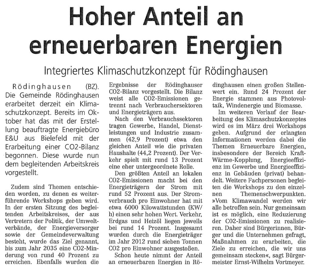 e&u energiebüro 172 Klimaschutzkonzept Rödinghausen