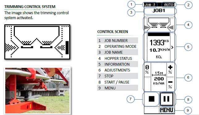 Multifunktionsdisplay Abgleichkontroll-System Das Bild zeigt das Abgleichs-System im Arbeitsmodus Arbeitsmaske: 1