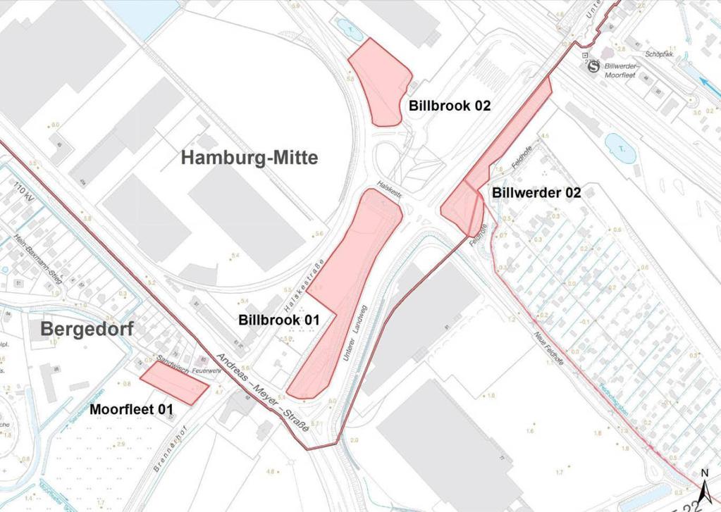 Monitoringflächen im Bezirk Hamburg-Mitte Billbrook 01-02 Abbildung 1: Monitoringflächen Bilbrook 01-02 im Bezirk Hamburg-Mitte.