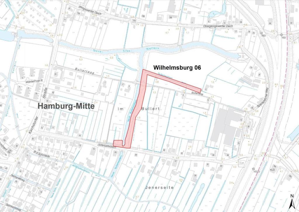 Hamburg-Mitte Wilhelmsburg 06 Abbildung 15: Monitoringfläche Wilhelmsburg 06 im Bezirk Hamburg-Mitte. Hintergrund: DK5, Landesbetrieb für Geoinformation und Vermessung (LGV), Hamburg.