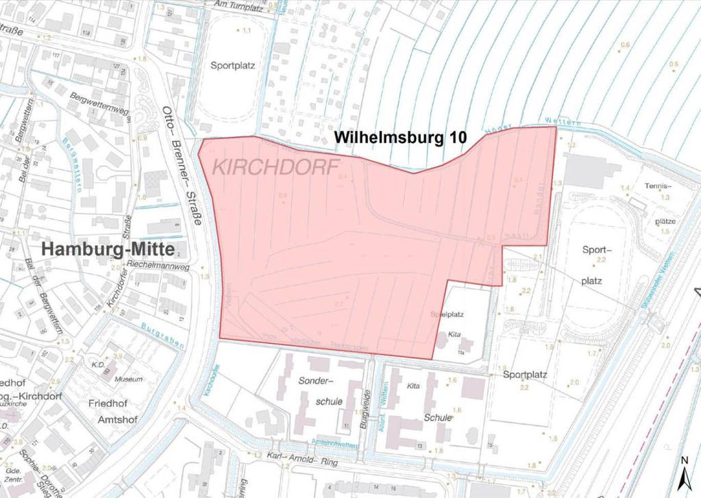 Hamburg-Mitte Wilhemsburg 10 Abbildung 18: Monitoringfläche Wilhelmsburg 10 im Bezirk Hamburg-Mitte. Hintergrund: DK5, Landesbetrieb für Geoinformation und Vermessung (LGV), Hamburg.