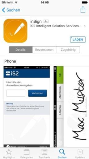 insign-app aus dem App Store (iphone) oder Google Play Store