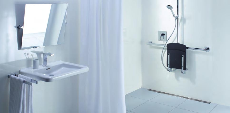 Die Folge ist ein geringer Wartungsaufwand durch leichte und schnelle Reinigung, vorteilhaft bei Duschbereichen in Krankenhäusern und Pflegeheimen.