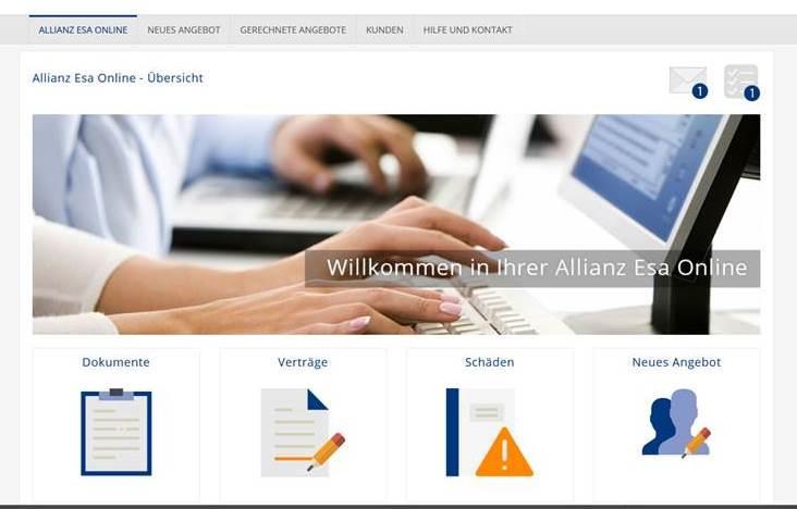 Allianz Esa Online Kunden- und Vermittlerportal Auf Wunsch direkter Online Zugriff