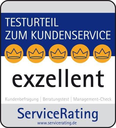 2. Ratingergebnis ServiceRating vergibt der CHECK24 Vergleichsportal GmbH das Testurteil zum Kundenservice mit der Auszeichnung durch fünf Kronen.