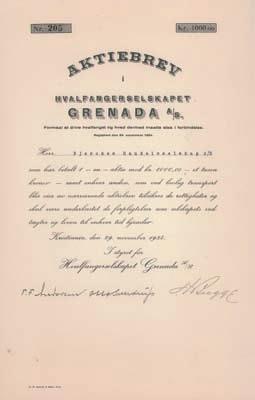 Die Lizenz wurde vergeben von Großbritannien und kostete im Jahr 250. Die Hvalfangerselskapet Hektor A/S und die in Großbritannien registrierte Nachfolgeges. Hector Whaling Ltd.