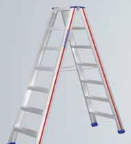 Stabiler D-Holm für deutlich höheres Sicherheitsempfinden beim Arbeiten auf der Leiter. 4-fach höhere Verwindungsstabilität der Holme. Zwei hochfeste Gurtbänder als Spreizsicherung.