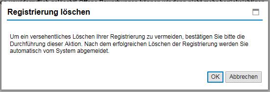 Wichtig: Mit der Löschung Ihrer Registrierung bleiben Ihre laufenden Bewerbungen erhalten!