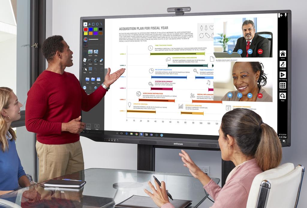 Mondopad Launch ist vollkommen konfigurierbar, bereit für Videokonferenzen und bietet ein Touchscreen-Display, ein integriertes Whiteboard, Casting für mehrere Benutzer und eine individuell
