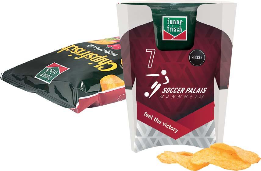 Original funny-frisch Chips (ungarisch, 30g) in der Verpackung mit viel Platz für individuelle