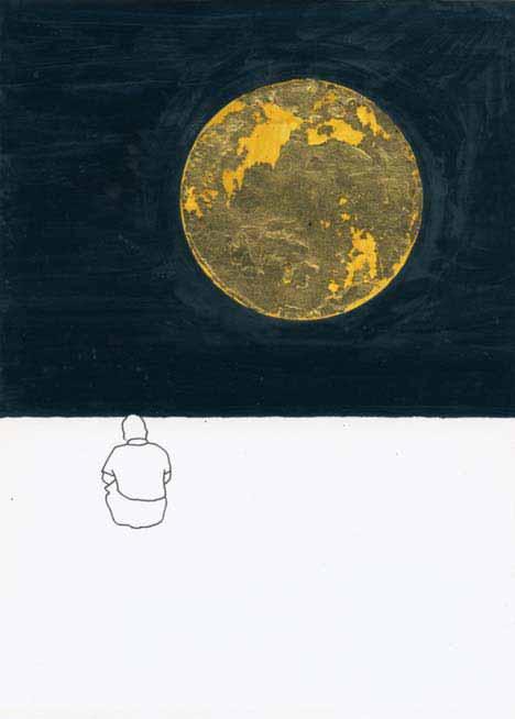 Planet 3 2007» Tusche und Papier Blattgold 14,8 x