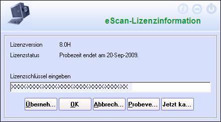 1. Produktschlüsselaktivierung von escan 1.1. Lizenzschlüssel eingeben Klicken Sie auf: Start Programme escan für