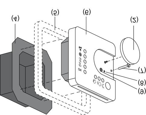 Gerät montieren und anschließen Bild 2 (4) Klemmen-Einsatz (5) Design-Rahmen (6) Elektronik-Aufsatz (7) Sicherungsschraube (8) Programmier-LED (9)