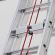 Profilierung für verbesserte Rutschhemmung Holme aus stranggepressten Aluminiumprofilen mit Sicke für sehr hohe Stabilität Breite Quertraverse für sicheren Stand Von Sprosse zu Sprosse mit Seil (Ø =