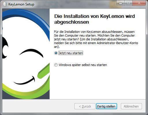 KeyLemon 2.3: Installation Schritt 5.