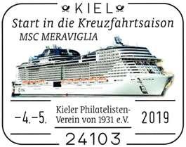 ; Pstfach 2827 24027 Kiel;Tel:04340-4316;Fax:4318 (Ihren Absender hier bitte deutlich angeben) Snderstempel in Kiel MSC Meraviglia