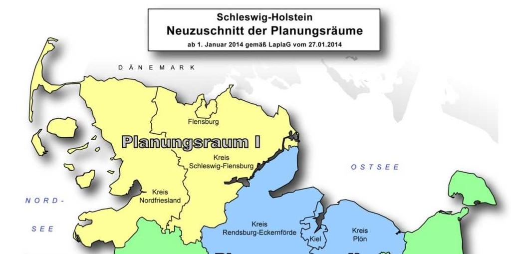 Neuaufstellung aller Regionalpläne in Schleswig-Holstein Neuaufstellung der Regionalpläne für alle drei Planungsräume ist in Arbeit.