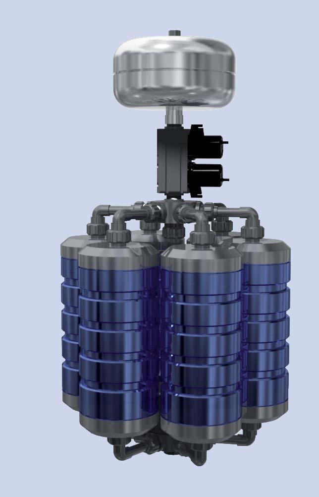 Komponenten für das Grauwasserrecycling Die patentierte AQUALOOP Membran ist das Herzstück der Wasseraufbereitung AQUALOOP- Membran Die speziellen Membranhohlfasern halten zuverlässig Bakterien und