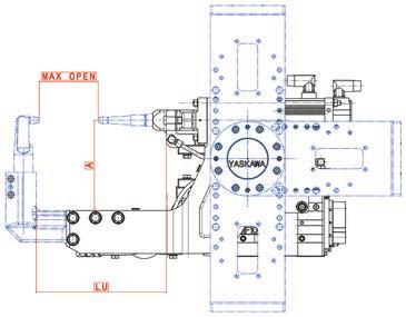 4 Punktschweißsysteme C-Zange Abstand Armmitte A 200 300 LU Nutzbare Öffungsweite [mm] Elektrodenkraft Max. Last [dan] Max. Öffnungsweite Max.