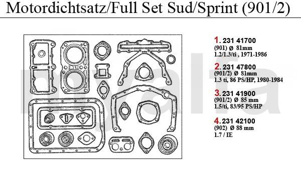 1 23141700 Motordichtsatz Arna,Sud/Sprint,33 ( 905) 1.2/1.3 Bj. 71-87 195,38 CHF 2 23141800 Motordichtsatz Arna,Sud/Sprint 33 ( 33 1.3 Bj. 79-89 192,74 CHF 3 23141900 Motordichtsatz Sud/Sprint 33 (905) Bj.